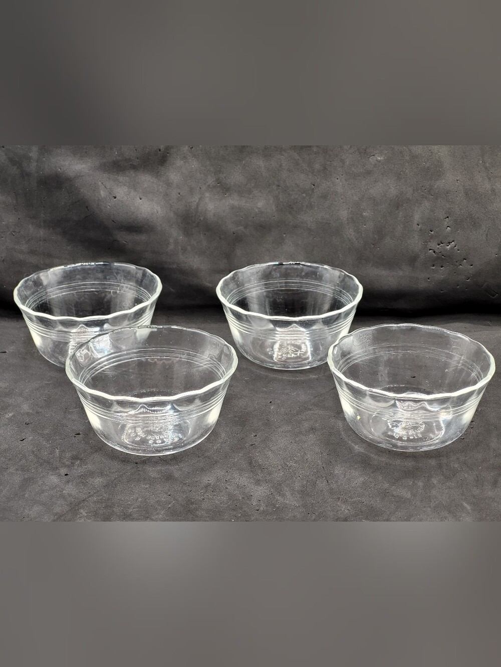 Vintage Pyrex Clear Glass Custard Cups Set of 4 Scalloped Ramekins 6oz 463